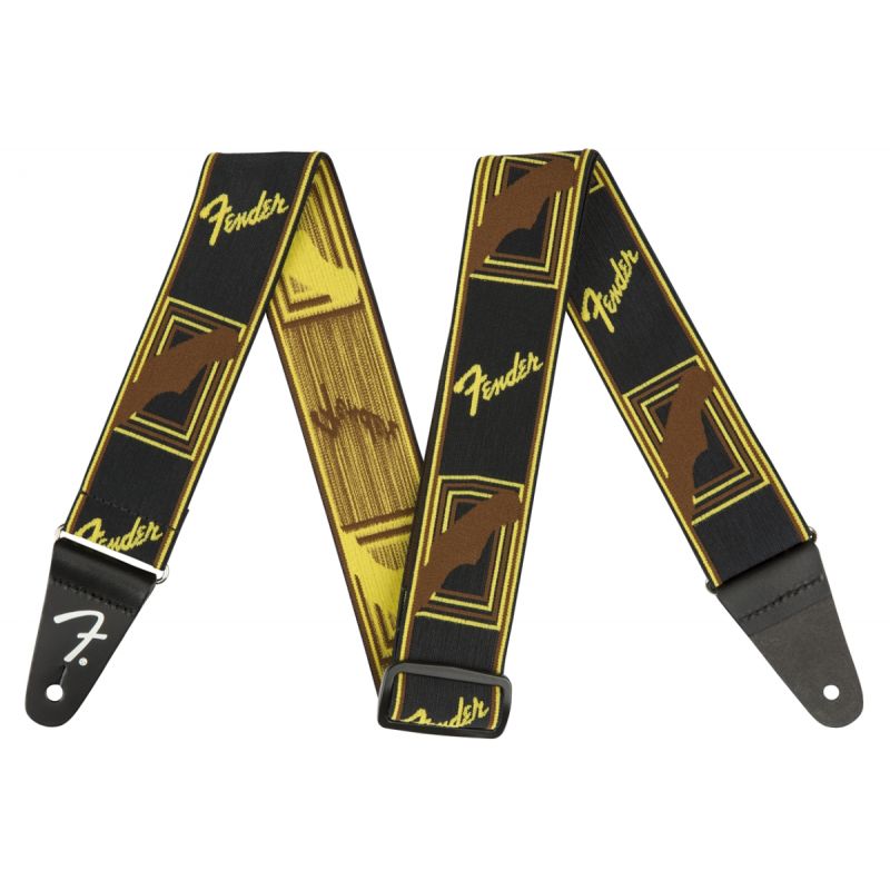 Гитарный ремень FENDER STRAP 2" WEIGHLESS MONOGRAMMED BLACK/YELLOW/BROWN